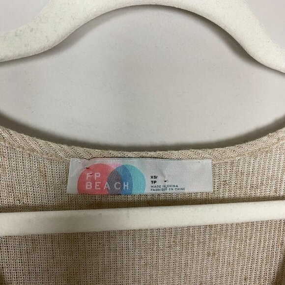 Free People FP Beach Harper Oatmeal Tiered Dress Womens XS Ruffle Knit V Neck - Picture 3 of 9